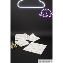 More Home %100 Pamuk Çok Amaçlı Müslin Bebek Müslin Set 5 Parça  Filli Bulutlu