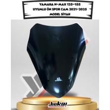Jiekai Yamaha N-Max 125-155 Uyumlu Ön Spor Cam 2021-2025 Model Siyah (Genişlik: 41 cm Yükseklik: 44 cm Kalınlık: 4 mm