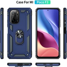 Kazan Hobi Newface Xiaomi Poco F3 Kılıf Sofya Yüzüklü Silikon Kapak - Lacivert