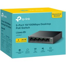 Nil Avm Tp-Lınk LS105LP 4 Port 10/100 +1 Port RJ45 Uplınk 41W 250 Metre Poe Mesafe Metal Kasa Swıtch