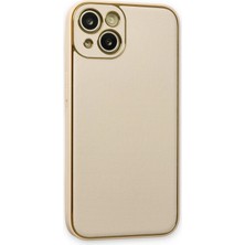Kazan Hobi Newface iPhone 14 Plus Kılıf Coco Deri Silikon Kapak - Gold