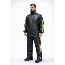 Savage Alt Üst Takım Takım Yağmurluk - Motorcu Yağmurluk - Siyah Fosforlu - %100 Su Geçirmez Esnek Kumaş