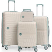 Piel Lino Pıel Lıno Polipropilen 4'lü Valiz Seti PL015239-SET Beyaz-Mavi