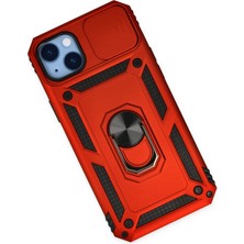 Kazan Hobi Newface iPhone 14 Plus Kılıf Pars Lens Yüzüklü Silikon - Kırmızı