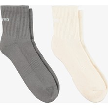 United Unıted4 Erkek Gri/krem 2'li Çorap