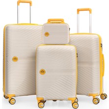 Piel Lino Pıel Lıno Polipropilen 4'lü Valiz Seti PL015239-SET Beyaz-Sarı