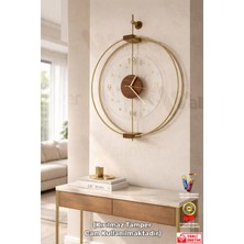 Wallover Design Büyük Boy Rosa Luxry Kırılmaz Camlı Özel Gold - Ceviz Sessiz Premium Metal Duvar Saati