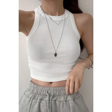 Tarz Cool Kadın Kaşkorse Geniş Askılı Fitilli Crop Atlet