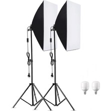 Tianya Youtube Vlog Tiktok Vb Canlı Yayın 2'li 50 x 70 cm Softbox 2 x 65W Ampüllü LED Sürekli Işık Seti