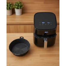 Airfryer Silikon Pişirme Kabı 20X5 cm Bpa Içermez Hava Fritözü Kalıbı Gıdaya Uygun Kırmızı/siyah