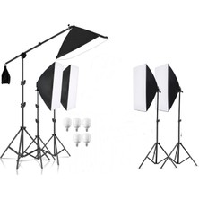 Tianya Ürün Reklam Moda Stüdyo Canlı Yayın 5'li Crossbarlı 50 x 70 cm Softbox 5X65W Ampüllü LED Sürekli Işık Seti