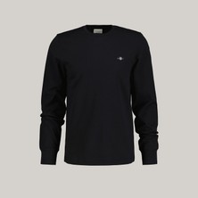 Gant Erkek Siyah Slim Fit Bisiklet Yaka Uzun Kollu T-Shirt