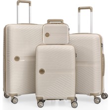Piel Lino Pıel Lıno Polipropilen 4'lü Valiz Seti PL015239-SET Beyaz-Bej