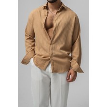 Tarz Cool Erkek Kiremit Embossed Oversize Gömlek