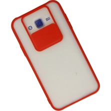 Kazan Hobi Newface Samsung Galaxy J7 Kılıf Palm Buzlu Kamera Sürgülü Silikon - Kırmızı