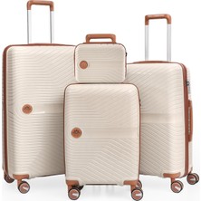 Piel Lino Pıel Lıno Polipropilen 4'lü Valiz Seti PL015239-SET Beyaz-Camel