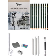 Acuto Fio A4 Eskiz Defteri 90 gr Dereceli Kalem Seti Eskiz Seti Karakalem Çizim Seti Kretuar Seti