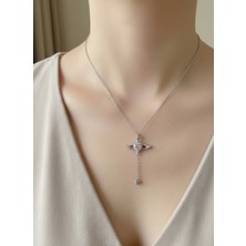 Atalya Accessory Melek Kanatlı Pembe Taşlı Çelik Kadın Kolye - Sevgiliye Hediye