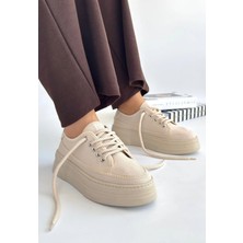 Veralya Carin Bej Keten Bağcıklı Spor Ayakkabı