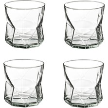 IKEA Quality 4 Adet Viski Bardağı Hacim 300 ml 4'lü Set Modern Tasarım Köşeli Cam Bardak Şeffaf Yükseklik 9 cm