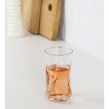 IKEA Quality 4 Adet Kokteyl Bardağı Hacim 450 ml 4'lü Set Modern Tasarım Köşeli Cam Bardak Şeffaf Yükseklik 15 cm