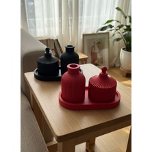 Modesta Home El Yapımı Taş Tozu Dekoratif Vazo & Kapaklı Kutu Seti – 3’lü Modern Minimal Ev Dekoru