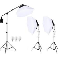AZT 3 Lü Ürün , Reklam , Moda , Makyaj , Stüdyo Için 70CM Octagon Softbox Toplam 195W LED Sürekli Işık Seti