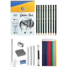 Acuto Alex Scholler A5 Eskiz Defteri 90G Eskiz Seti Bigpoint Dereceli Kalem Seti Kuruboya 12'li Karakalem Çizim Seti