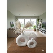 Modesta Home Modestahome Modern Halka Vazo Seti 2’li – Beyaz  Dekoratif Bohem Halka Vazosu –salon Masa Üstü Aksesuar