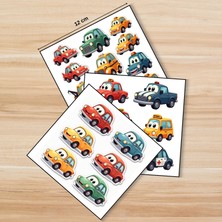 Tişört Kodu Sevimli Arabalar – Çocuklar Için Kâğıt Sticker Seti