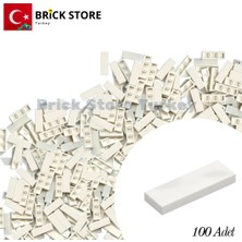 LEGO Yedek Parçalar, 100 Adet 1x3 Tile Düz Fayans Parçası, Beyaz ( White), 63864