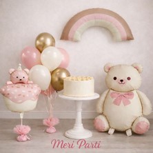 Meri Parti Pastel Gökkuşağı Ayıcık Konsept Balon Seti Baby Shower Doğum Günü Balon Set