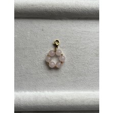 Pel Design Pembe Kuvars Taşı Daire Şeklinde Charm / Tak Çıkar Her Modele Uygun