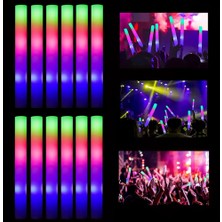 Selfbuysell LED Işıklı Rengarenk Sünger Parti Çubuk Işıklı Kauçuk Sopa 46 cm 12 Adet (5324)