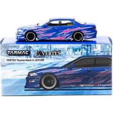 Tarmac Works Vertex Toyota Mark Iı JZX100 Blue Metallic 1/64 Model Araba