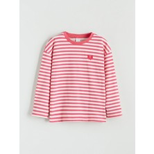 Lcw Pembe Bisiklet Yaka Çizgili Kız Çocuk Tişört