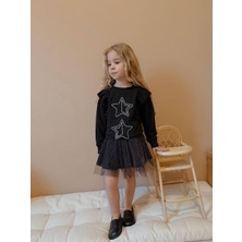 Yiğit Butik Kız Çocuk Şık Tütü Etek ve Yıldız Baskılı Sweat Takımı
