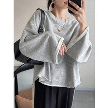 Tarz Cool Oversize Kesim Bisiklet Yaka Uzun Kollu Sweatshirt