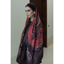 Jolamier Mürdüm Kahve Bloom Paisley Yün Ipek Şal