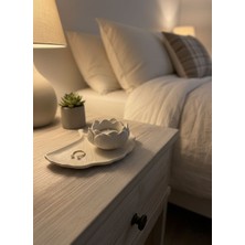 Modesta Home El Yapımı Yelpaze Formlu Dekoratif Takı Tabağı & Lotus Mumluk Set | Modern Ev Dekoru | Taş Tozu