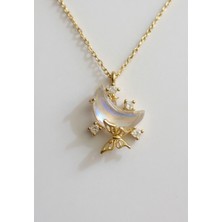 Atalya Accessory Kadın Çelik Ay Kolye Hilal Kolye Kararmaz Kelebek Kolye Yansıması Ayışığı Kolye