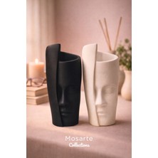 Mosarte Tek Yüz Formlu Dekoratif Vazo / Heykel 2'li