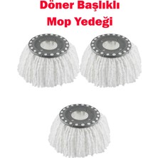 Normadia Döner Başlıklı Mop Yedeği, Yedek Paspas, 3’lü Set, Temizlik Konforu