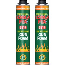 2 Adet Somafix 750 ml - 900 gr B2 Tabancalı Yangına Dayanıklı Poliüretan Köpük Tam Gramajlı Isı Önleyici Izolasyon Dolgu Pembe Pu Köpük