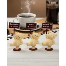 3'lü Set Kahve Köşesi Sevimli Ayıcık Kahve Köşeleri / Sevimli Masa Üstü /sunum Alanı Aksesuarı/ Biblo