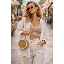 Laldizayn El Örgüsü Makrome Çanta / El Yapımı Yuvarlak Mini Boy El Çantası