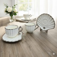 Deco Vien Gümüş Inci 2'li Porselen Kahve Fincan Takımı