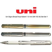 Uni Davetiye Kalemi UM-153 1.0 mm Beyaz - Gümüş - Altın 3 Lü