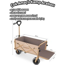Comprox Xl Büyük Vagon Kamp Arabası ,alışveriş Arabası, Katlanır Taşıma Arabası Frenli ve Geniş Tekerlekli