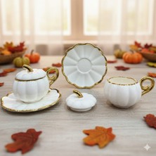 Deco Vien Beyaz Kabak 2'li Porselen Kahve Fincan Takımı